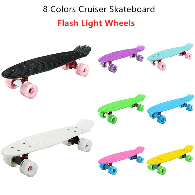 New Mini Cruiser Skateboard 22inch Children's Scooter Longboard Retro Penny Board Flashing Wheels Banana Skateboard For Sports, Black
New Mini Cruiser Skateboard 22inch Children's Scooter Longboard Retro Penny Board Flashing Wheels Banana Skateboard For Sports, Black