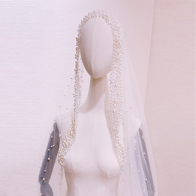 3 Meters Ivory Wedding Veil Long Pearls Beaded velos de novia largos Korean Style Bridal Veils Bridal Hair Accessories, Black
3 Meters Ivory Wedding Veil Long Pearls Beaded velos de novia largos Korean Style Bridal Veils Bridal Hair Accessories, Black