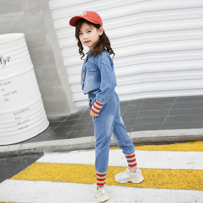 Girls Cowboy Coat+jeans Sets Spring Autumn New Children's Jeans Suit Girls Two Piece Fashion 4-6 8 10 12 Ages Baby ClothesX1019