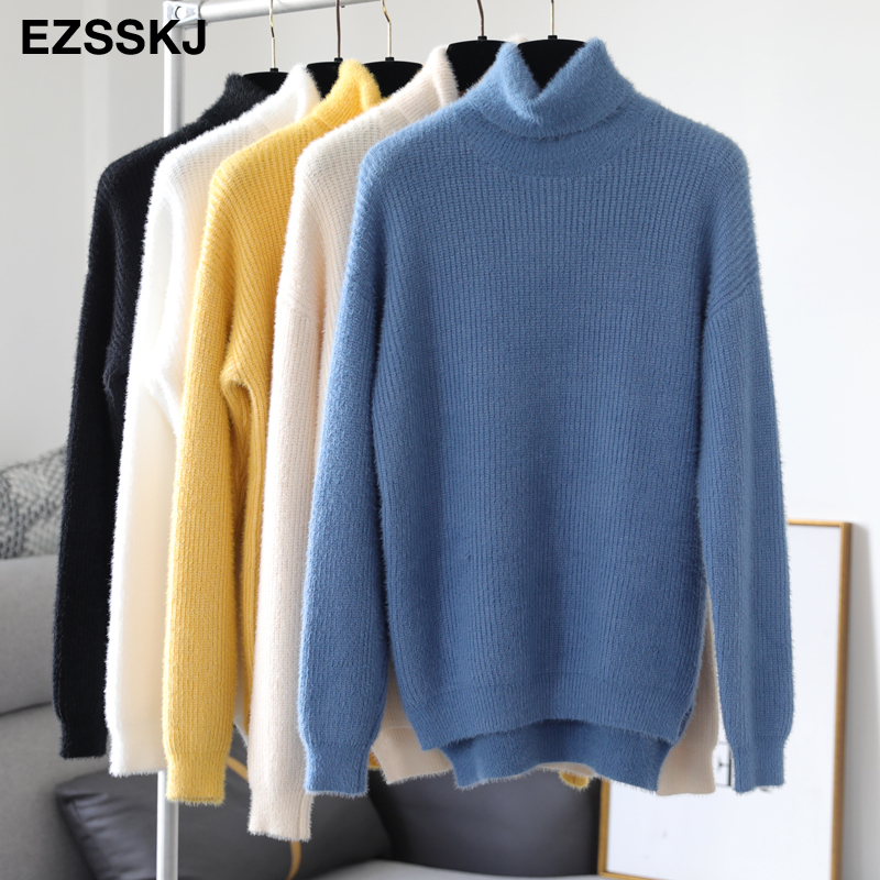 autumn winter oversize turtlenect thick wool cashmere sweater pullovers women long sleeve female casual big sweater jumper 201109