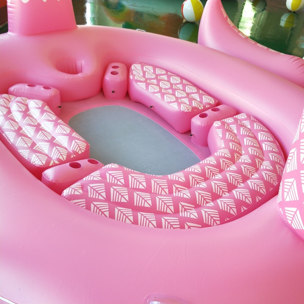 67 Person Inflatable Giant Pink Flamingo Pool Float Large Lake Float Inflatable Float Island Water Toys Pool Fun Raft