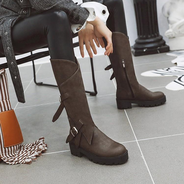 New Womens Mid-calf Boots Round Toe Platform Buckles Shoes PU Leather Plush Liner Warm Winter Shoes U69, Black
New Womens Mid-calf Boots Round Toe Platform Buckles Shoes PU Leather Plush Liner Warm Winter Shoes U69, Black