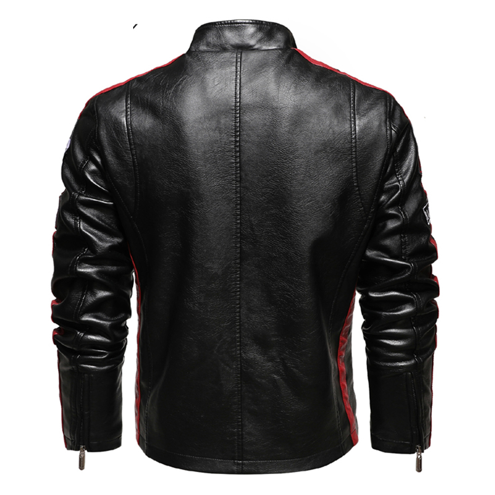 Winter Men Jacket Leather Men Motorcycle Jacket Embroidery Bomber Jacket Slim Fit Coat Biker Coat Fashion Zipper Coat Male 201120