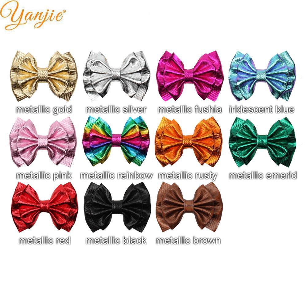 10pcs/lot 6'' Large Metallic Bullet Fabric Hair Bows For Kids New Barrette Hair Clip Headband DIY Women Girls Hair Accessories LJ201226