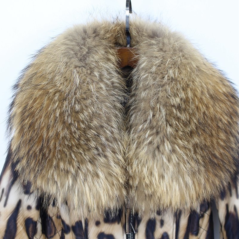 natural sheep leather jacket big fur collar leopard color new fashion high quality 100% genuine sheepskin wintershort coats 201103