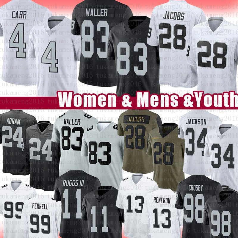 Derek Carr Football Jersey Josh Jacobs Darren Waller Maxx Crosby Henry Ruggs III Hunter Renfrow Johnathan Abram Bo Jackson Ken Stabler Clelin Ferrell Hall Howie Long, Black
Derek Carr Football Jersey Josh Jacobs Darren Waller Maxx Crosby Henry Ruggs III Hunter Renfrow Johnathan Abram Bo Jackson Ken Stabler Clelin Ferrell Hall Howie Long, Black