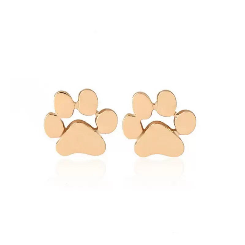 Puppy Dog Cat Paw Print Stud Earrings for Women Teen Girls Jewelry Gift Silver Gold Animal Foot Earring Wholesale Price