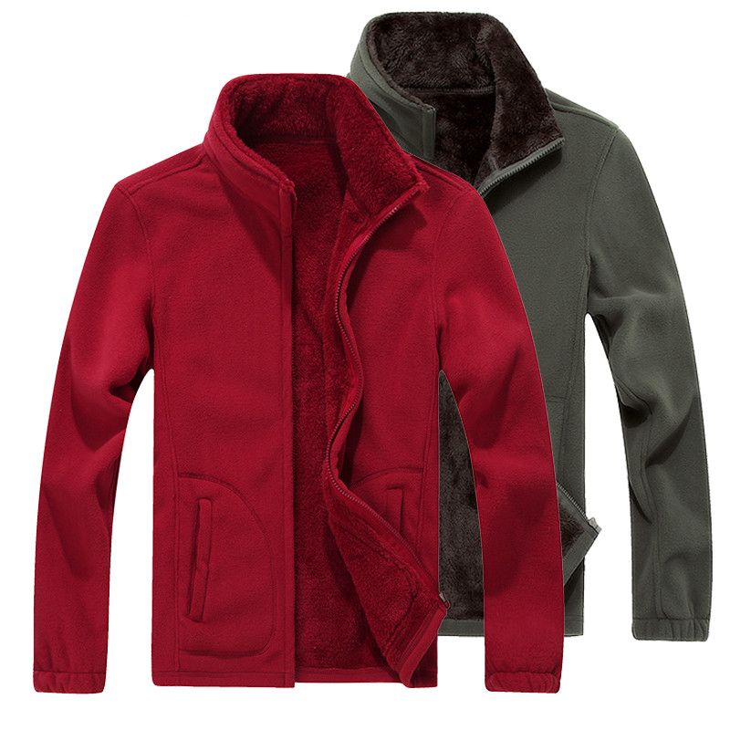 Autumn And Winter New Men's Cardigan Jacket Thick Fleece Jacket Thick Woolen Coat Thick Fleece Solid Color Men's Large Size 7XL T200319