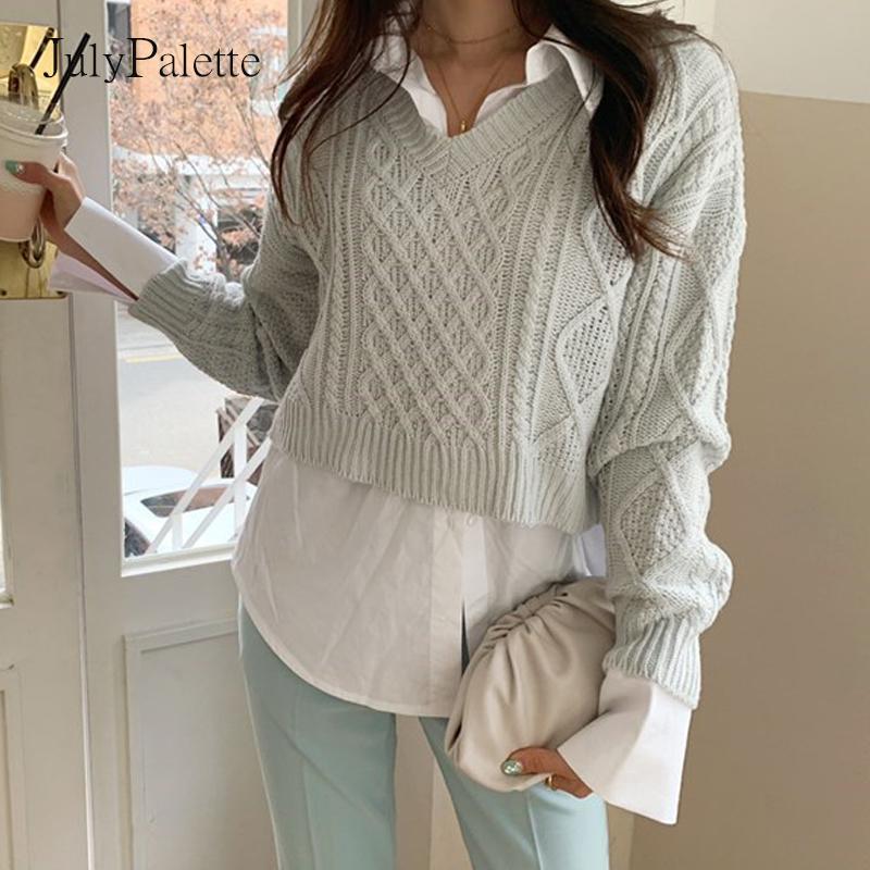 JulyPalette V-neck Knitted Women Pullover Sweater Autumn winter Long sleeve Female Sweater Solid Grey Ladies Casual Jumper 2020, Gray
JulyPalette V-neck Knitted Women Pullover Sweater Autumn winter Long sleeve Female Sweater Solid Grey Ladies Casual Jumper 2020, Gray