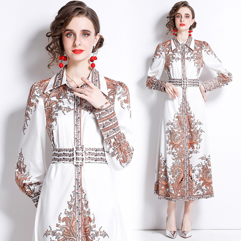 2022 Luxury Runway Button Shirt Dresses With Belt Women Long Sleeve Paisley Print Prom White Dresses Spring Summer Autumn Office Lady Designer Slim A-Line Maxi Frock
2022 Luxury Runway Button Shirt Dresses With Belt Women Long Sleeve Paisley Print Prom White Dresses Spring Summer Autumn Office Lady Designer Slim A-Line Maxi Frock