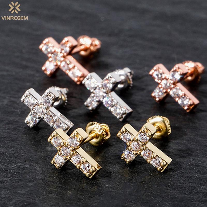 Stud Vinregem Hip Hop Rock 100% 925 Sterling Silver Created Moissanite Cross Ear Studs Earrings For Women Punk Fine Jewelry Wholesale, Golden;silver
Stud Vinregem Hip Hop Rock 100% 925 Sterling Silver Created Moissanite Cross Ear Studs Earrings For Women Punk Fine Jewelry Wholesale, Golden;silver