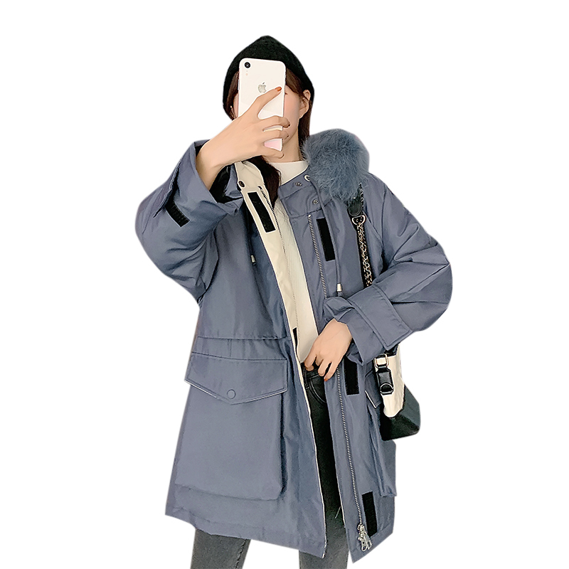 new down midlength loose waist parkas padded women winter bread jacket 201019