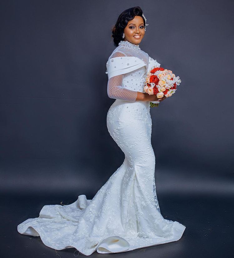 Arabic Plus Size Aso Ebi Luxurious Mermaid Lace Wedding Pearls Long Sleeves Vintage Bridal Gowns Dress ZJ