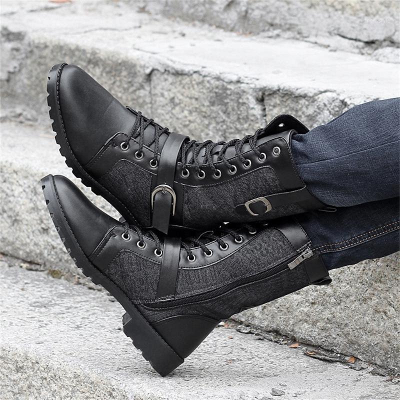 Gothic Punk style Men's boots Autumn And Winter High Boots Fashion Motorcycle High Round Toe lace-Up Thick shoes black1, Black
Gothic Punk style Men's boots Autumn And Winter High Boots Fashion Motorcycle High Round Toe lace-Up Thick shoes black1, Black