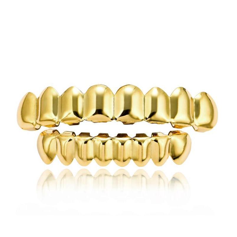 New Teeth Grillz Top Bottom 18K Gold Silvery Color Grills Dental Mouth Hip Hop Fashion Jewelry Rapper Jewelry 6 Styles Xcvcu5125987