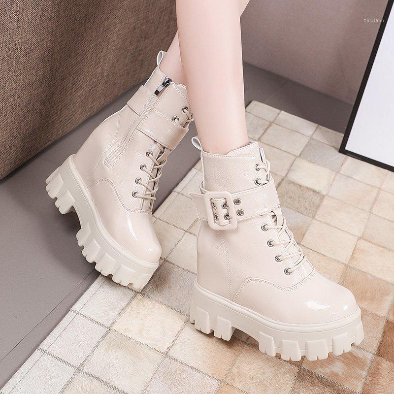 Patent Leather Ankle Boots Women Platform Wedge Boots Metal Buckle Height Increase Thick Sole Punk Women Black Beige 20201
Patent Leather Ankle Boots Women Platform Wedge Boots Metal Buckle Height Increase Thick Sole Punk Women Black Beige 20201