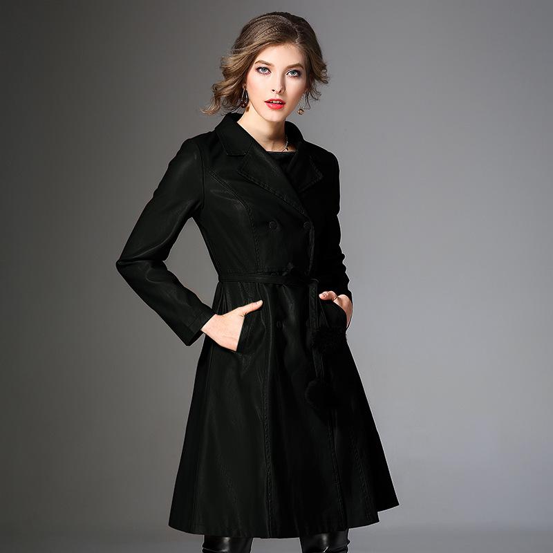 European New Fashion Autumn Pu Leather Jacket Women Vintage Double Breasted Female Overcoat Lady Black Coats LX2001
European New Fashion Autumn Pu Leather Jacket Women Vintage Double Breasted Female Overcoat Lady Black Coats LX2001