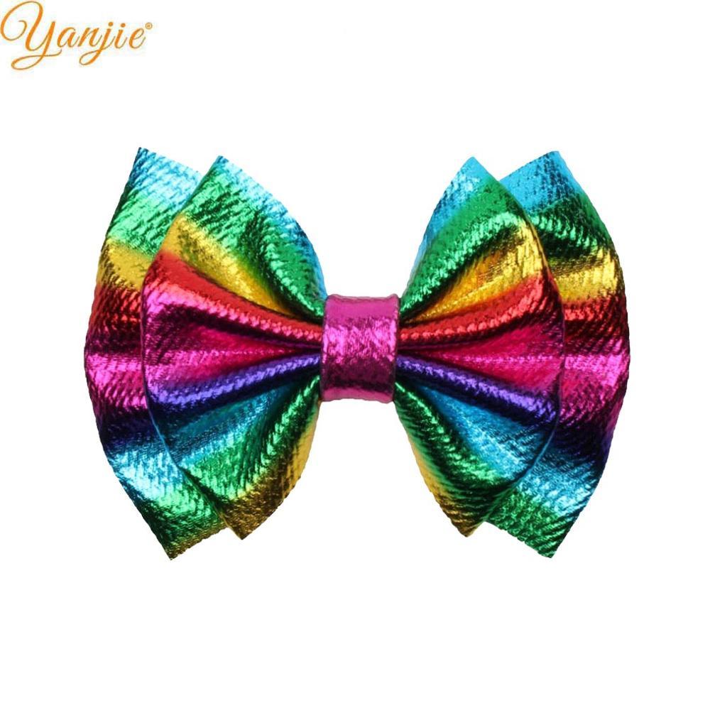 10pcs/lot 6'' Large Metallic Bullet Fabric Hair Bows For Kids New Barrette Hair Clip Headband DIY Women Girls Hair Accessories LJ201226