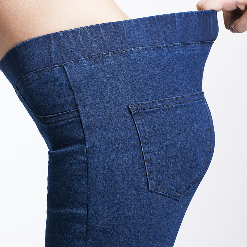 LEIJIJEANS Spring And Summer Plus Size Mid Elastic Waist Stretch Ankle length mom Jeans for Women Skinny Pants Capris Jeans 201029