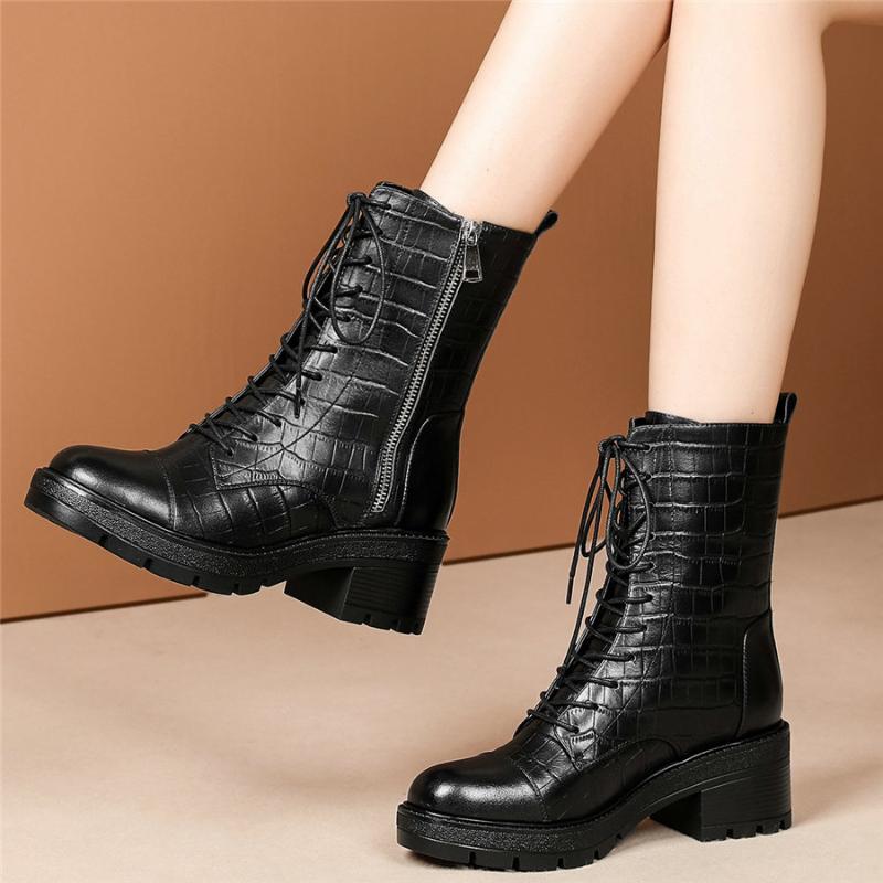 Winter Warm Shoes Women Lace Up Genuine Leather Chunky High Heel Riding Boots Female High Top Round Toe Platform Pumps Shoes, Black
Winter Warm Shoes Women Lace Up Genuine Leather Chunky High Heel Riding Boots Female High Top Round Toe Platform Pumps Shoes, Black
