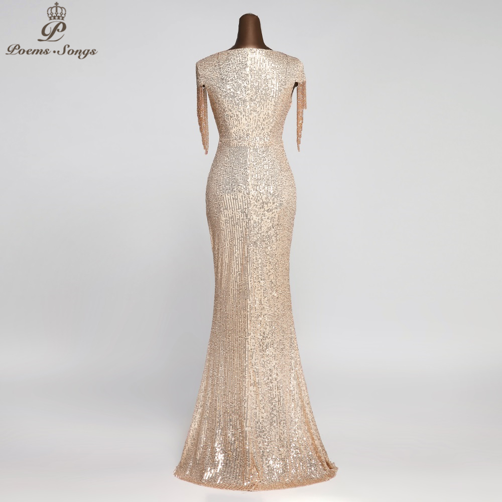 Elegant Sequin Evening dresses party dresses robe de soiree vestidos evening gowns vestido longo festa vintage dress 201114