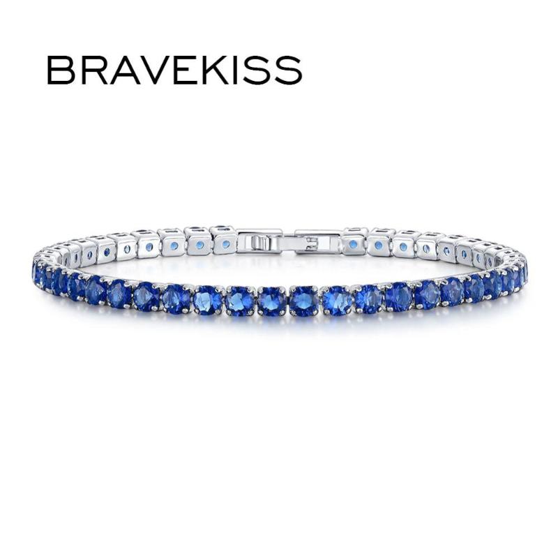BRAVEKISS Box Chain Tennis Braclets for Mens Hip Jewelry Women Blue Zirconia Wedding Accessories Femme Girls Gifts BUB0097C