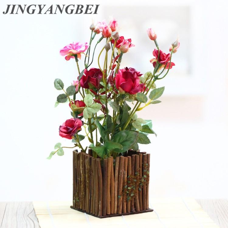 Wooden fence bonsai Artificial rose flowers with vase set potted fake Flower desktop plants home decoration, Red
Wooden fence bonsai Artificial rose flowers with vase set potted fake Flower desktop plants home decoration, Red