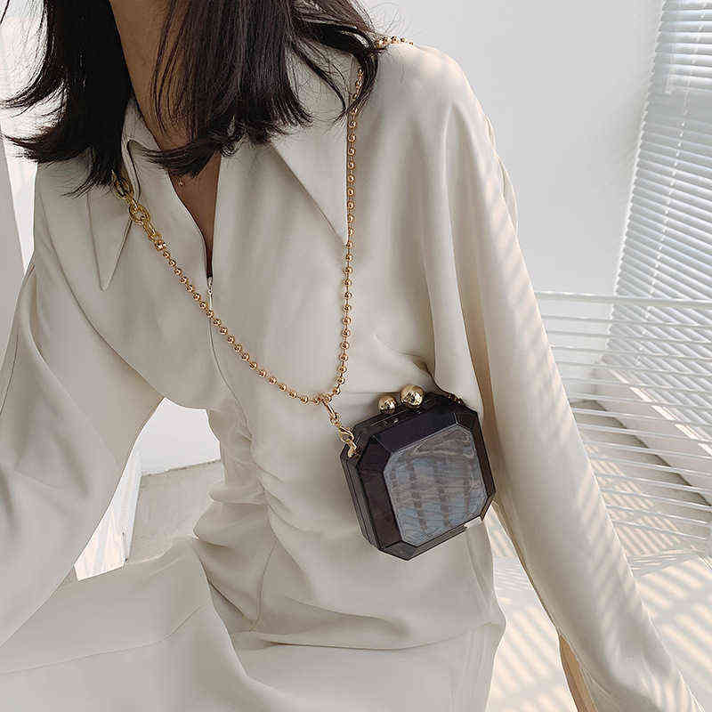 Transparent Evening Bag Acrylic Box Chain Crossbody For Women 2020 Shoulder Purses And Handbags Ladies Party Clutch Y220304