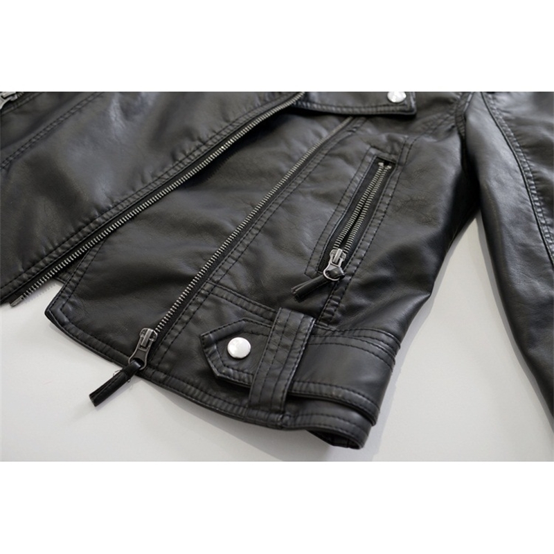 RICORIT Warm Winter Motorcycle Coat Female Faux Leather Lapel Short Coats Koren Fashion Women Bomber Jackets 201030