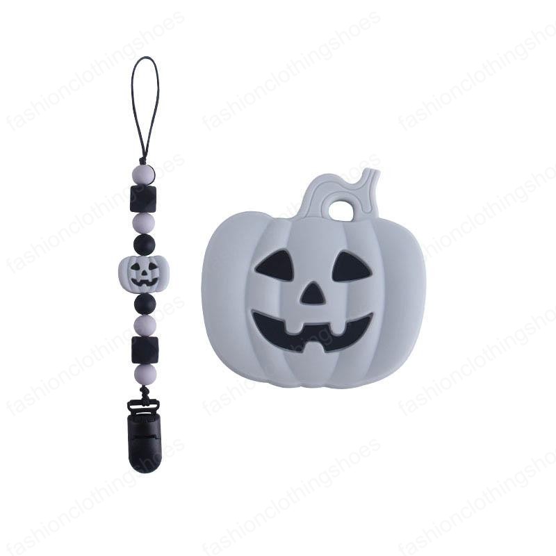 new Halloween silicone pacifier clips chain+baby teether 2pcs/set Cartoon Holder Clip Bead Chains Feeding teething beads
