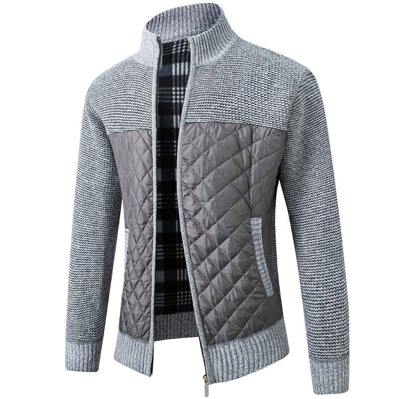 Autumn Winter Mandarin Collar Men Cardigan Thick Patchwork Pocket Zipper Soft Warm Coat Knitted Casual Male Sweater Pull Homme 201221