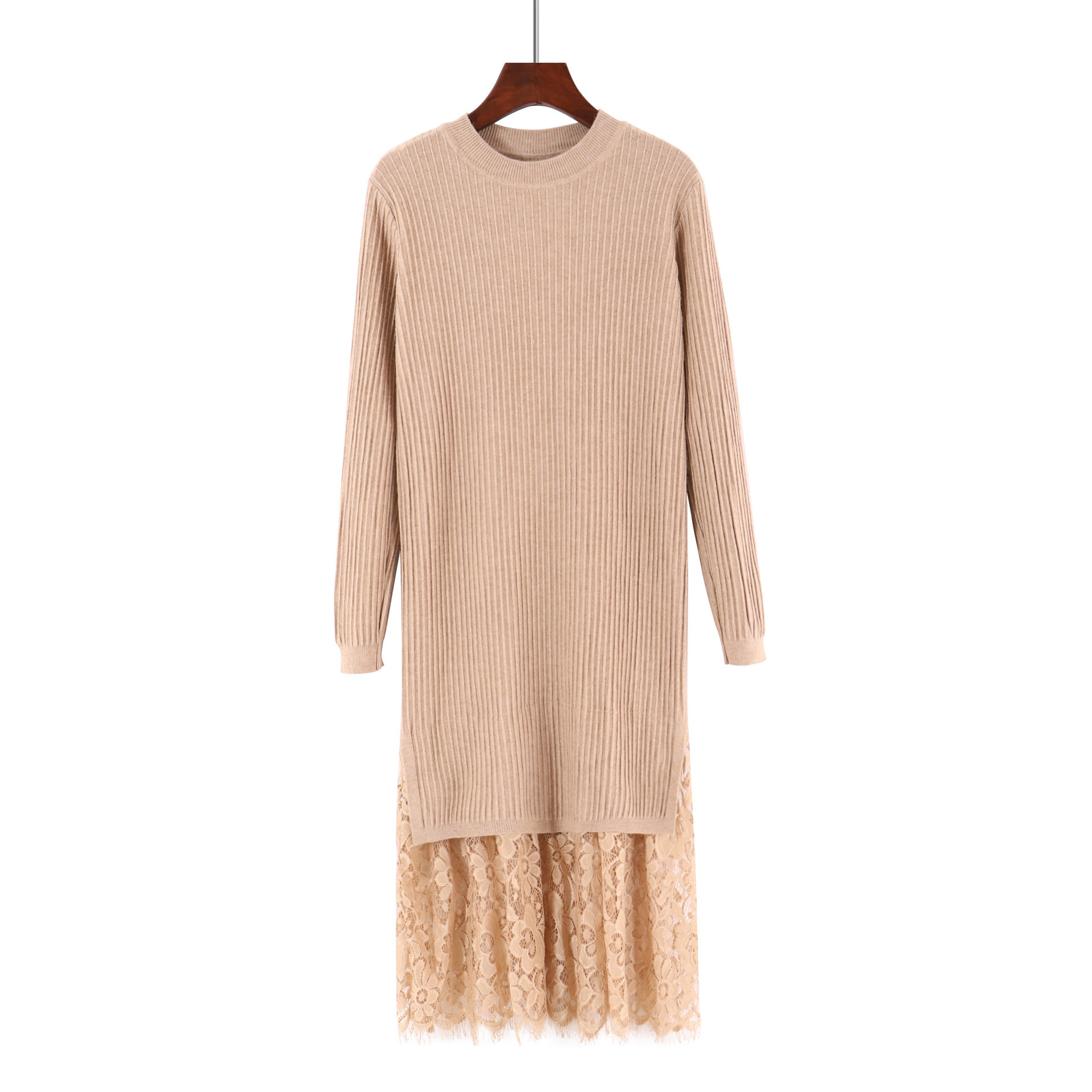 HLBCBG Lace Stitching Sweater Women Autumn Winter Long Straight Dress Knitted Dresses Maxi Retro Lady Ribbed Robe Pullover Dress 201110, Pink
HLBCBG Lace Stitching Sweater Women Autumn Winter Long Straight Dress Knitted Dresses Maxi Retro Lady Ribbed Robe Pullover Dress 201110, Pink