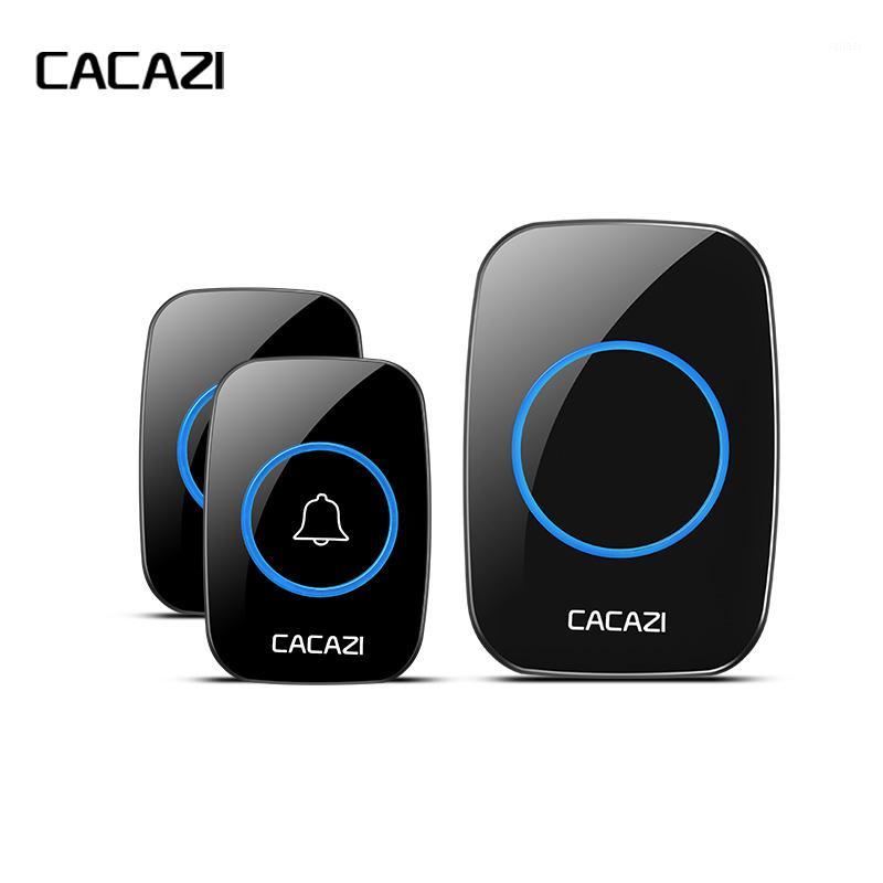 

CACAZI New Waterproof Wireless Doorbell 300M Remote CALL EU/UK/US/AU Plug smart Door Bell Chime 220V 1V2 buttons 1V2 receivers1