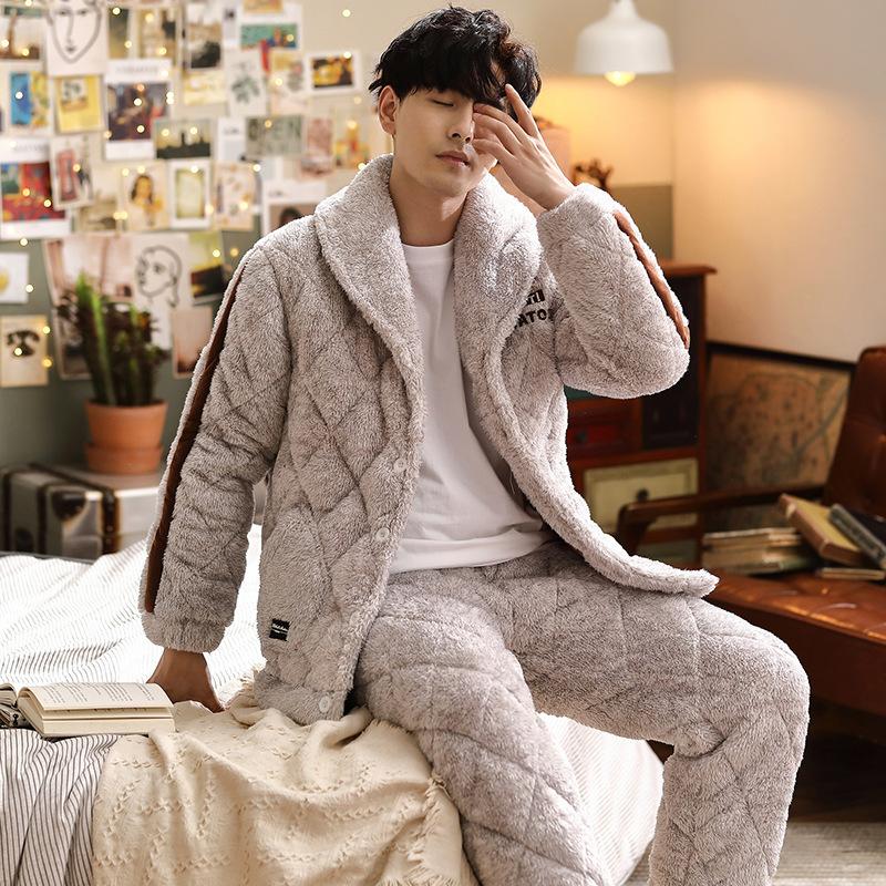 Men's Pajamas Winter Three-layer Quilted Plus Velvet Thick Coral Fleece Suit Flannel Warm Home Service Autumn and Winter Fashion, See chart
Men's Pajamas Winter Three-layer Quilted Plus Velvet Thick Coral Fleece Suit Flannel Warm Home Service Autumn and Winter Fashion, See chart