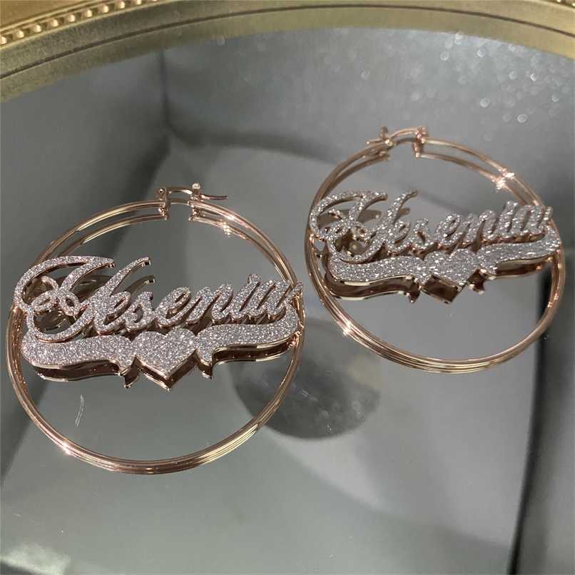 

Custom Name Hoop Earrings Personalized Stainless Steel Bling Name Earrings Colorful Big Hoops Earring for Women Jewelry Gift 220119