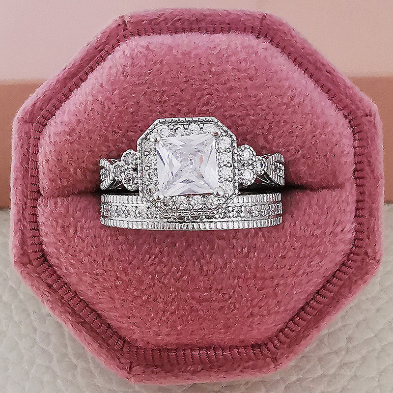 Sterg Sier Princess Cut White Topaz CZ Dia Eternity Wedding Ring Set for Women Bridal 2024 Gift dh910320090