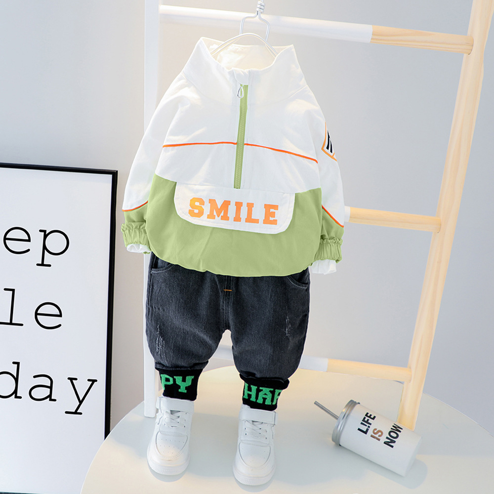 Autumn Clothing New Style CHILDREN'S Suit Medium-small BOY'S Lettered Mixed Colors Suit Male Baby Autumn Piece on Behalf Y1107