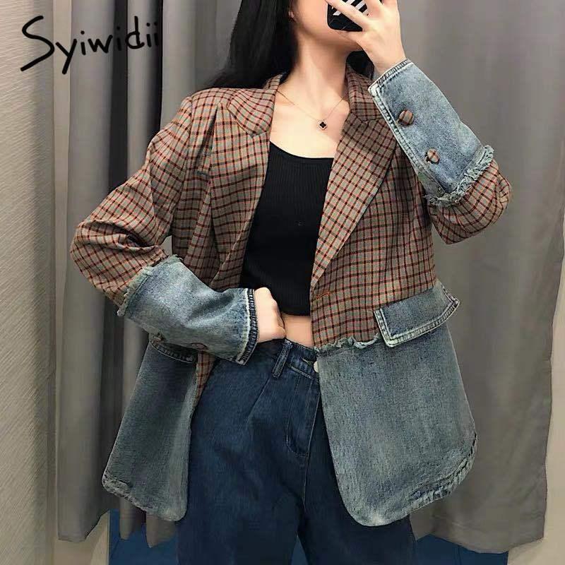 Women's Suits & Blazers Yitimoky Patchwork Plaid Blazer Women Jacket Denim Winter Clothes Fall 2021 Suit Coat Single Button Tassel Notched C, White;black
Women's Suits & Blazers Yitimoky Patchwork Plaid Blazer Women Jacket Denim Winter Clothes Fall 2021 Suit Coat Single Button Tassel Notched C, White;black