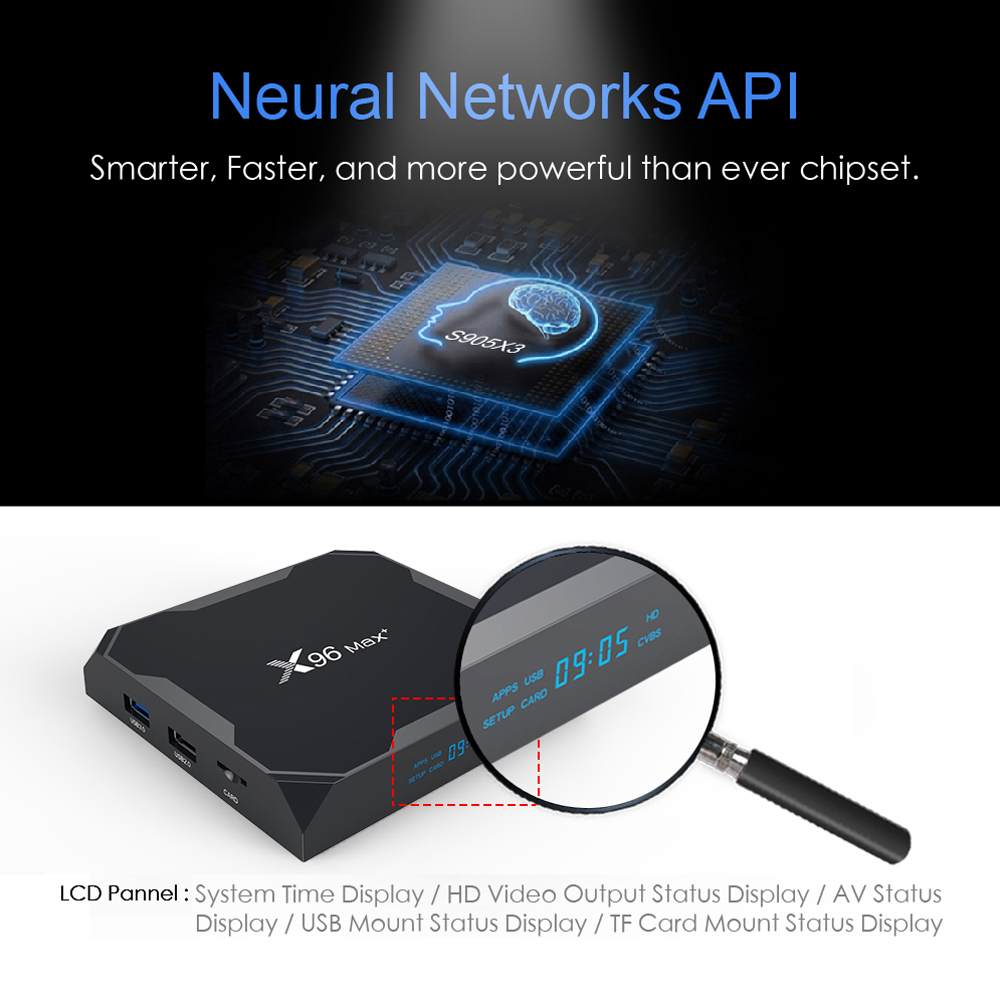 X96MAX Plus 4/64 Android 9.0 Smart TV Box Amlogic S905X3 Quad Core Dual Wifi 2.4/5.0G 1000M 4/32GB 8K HD X96 MAX TVBOX