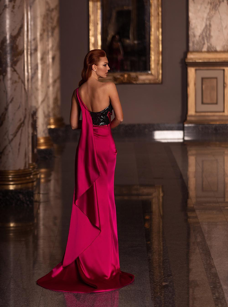 Robe De Soiree One Shoulder Red Evening Dresses Sexy Side Split Side Split Long Prom Gowns Party Pageant Dress 201114