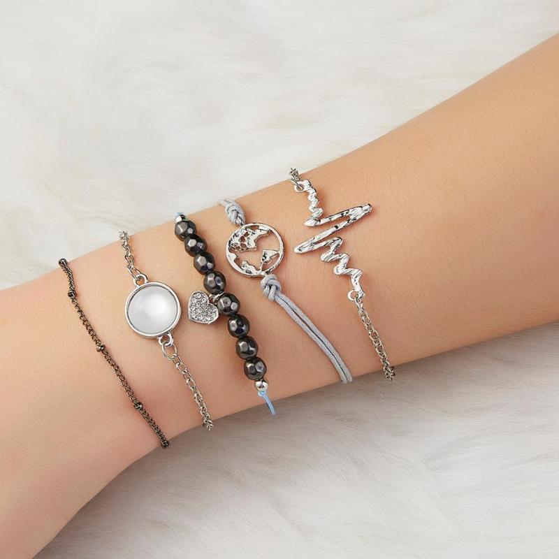 Charm Bracelets B30 5 PCS/SET Fashion ECG Black Bead Map Round Stone Heart Alloy Bracelet Set Women's Special Gift Jewelry Accessories
Charm Bracelets B30 5 PCS/SET Fashion ECG Black Bead Map Round Stone Heart Alloy Bracelet Set Women's Special Gift Jewelry Accessories
