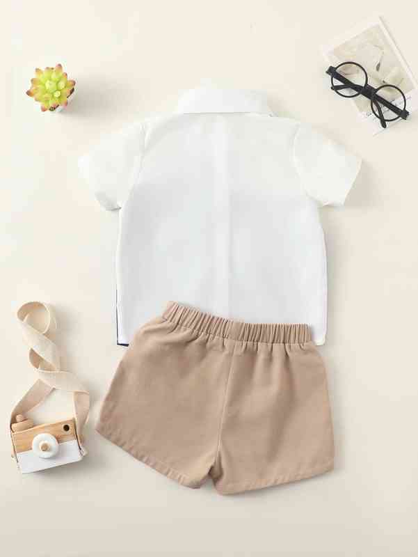 Baby Color Block Bow Front Shirt & Shorts SHE