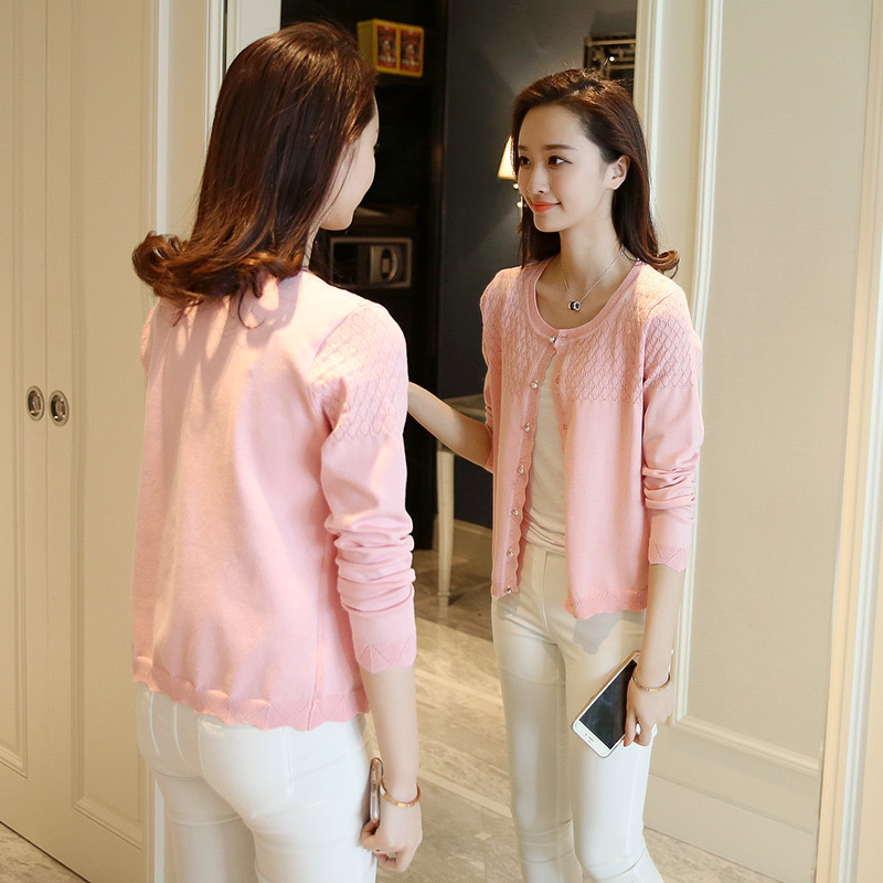 2019 New Longsleeved knitted cardigan short shawl jacket summer airconditioned sweater spring and autumn with thin sweater T200815