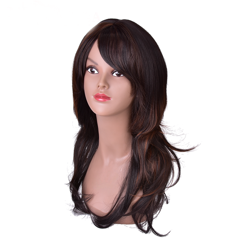 Long Wavy Hair Cosplay Wig Party Mix Purple Halloween Heat Resistant Fashion Women Synthetic Free Wig Cap