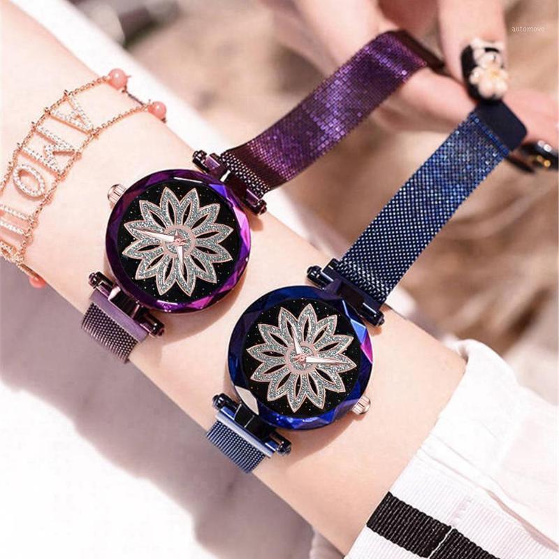 Women Watch Magnet Starry Sky Luxury Fashion Flower Diamond Ladies Watches TOP Brand Quartz Wrist Watch Female Clock1, Wat0005-r 
Women Watch Magnet Starry Sky Luxury Fashion Flower Diamond Ladies Watches TOP Brand Quartz Wrist Watch Female Clock1, Wat0005-r