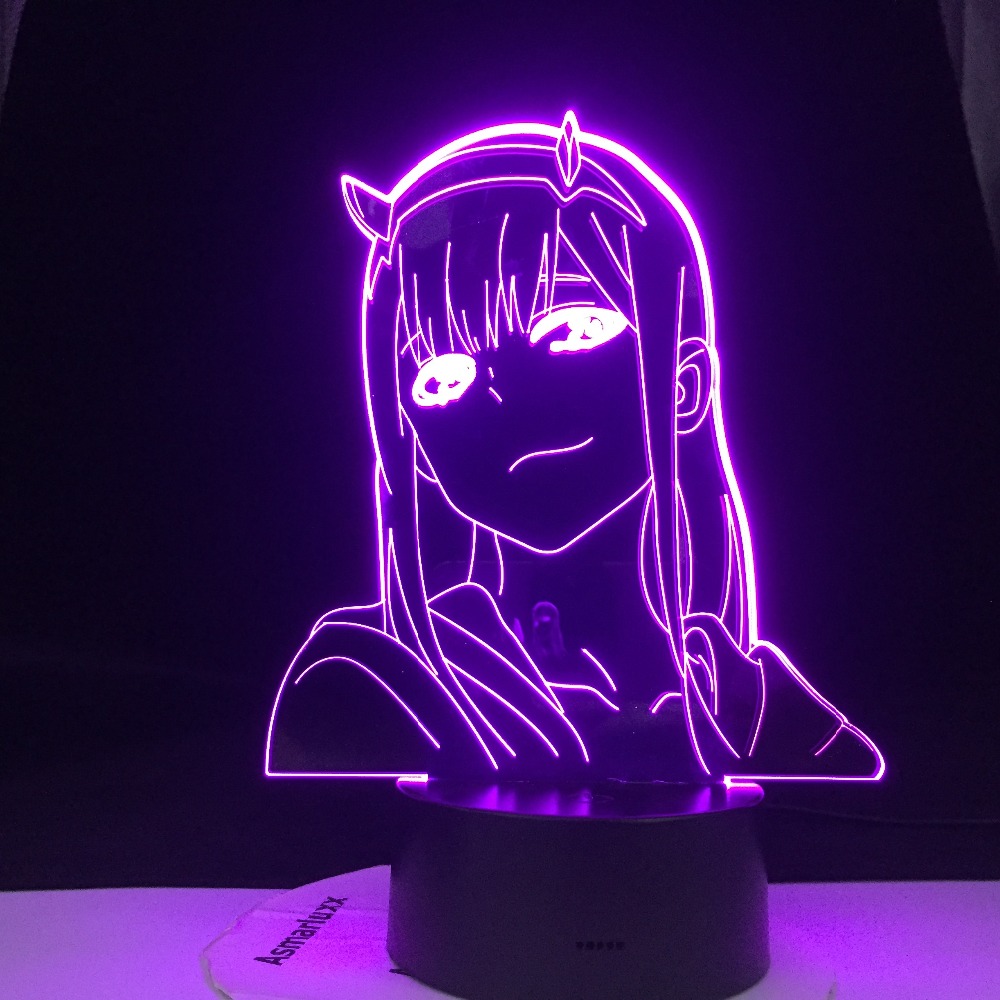 Anime 3d Lamp Zero Two Figure Nightlight Kids Child Girls Bedroom Decor Light Manga Gift Night Light Lamp