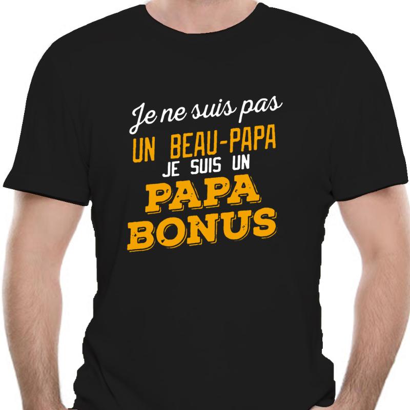 Men's T-Shirts Jenesuispas Un Beau-Papa Jesuisun Papa Bonus T-Shirt, White;black