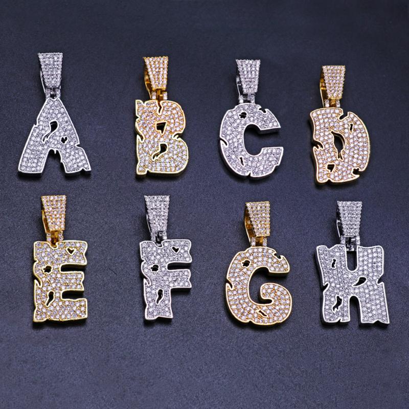 New Design CZ Stone Paved Bling Iced Out Broken Letter Pendants Necklaces for Men Hip Hop Rapper Jewelry Gold Color
New Design CZ Stone Paved Bling Iced Out Broken Letter Pendants Necklaces for Men Hip Hop Rapper Jewelry Gold Color