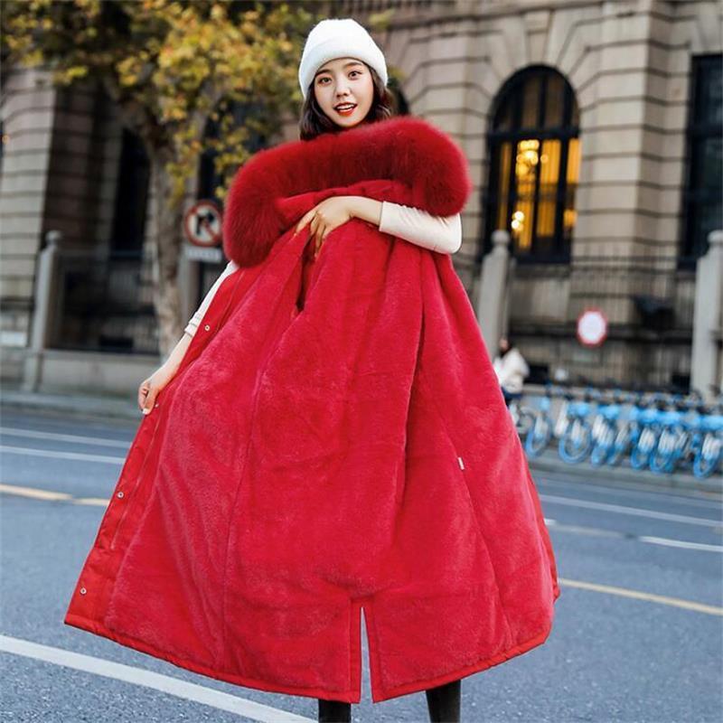 Winter Jacket Parkas 30 Degree Women's Winter Long Coats Hooded Fur Collar Thick Warm Winter Jackets Women 201019