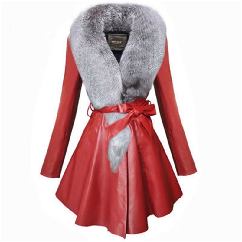 Faux Fur Coat Women Winter Female Sheepskin Coats Pure Color Faux Fox Fur Collars Snap Fastener Furs Plus Size 201020